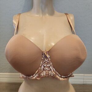 Adore Me Convertible Bra 38DDD Nude Underwire Lined Strapless Boost Padded